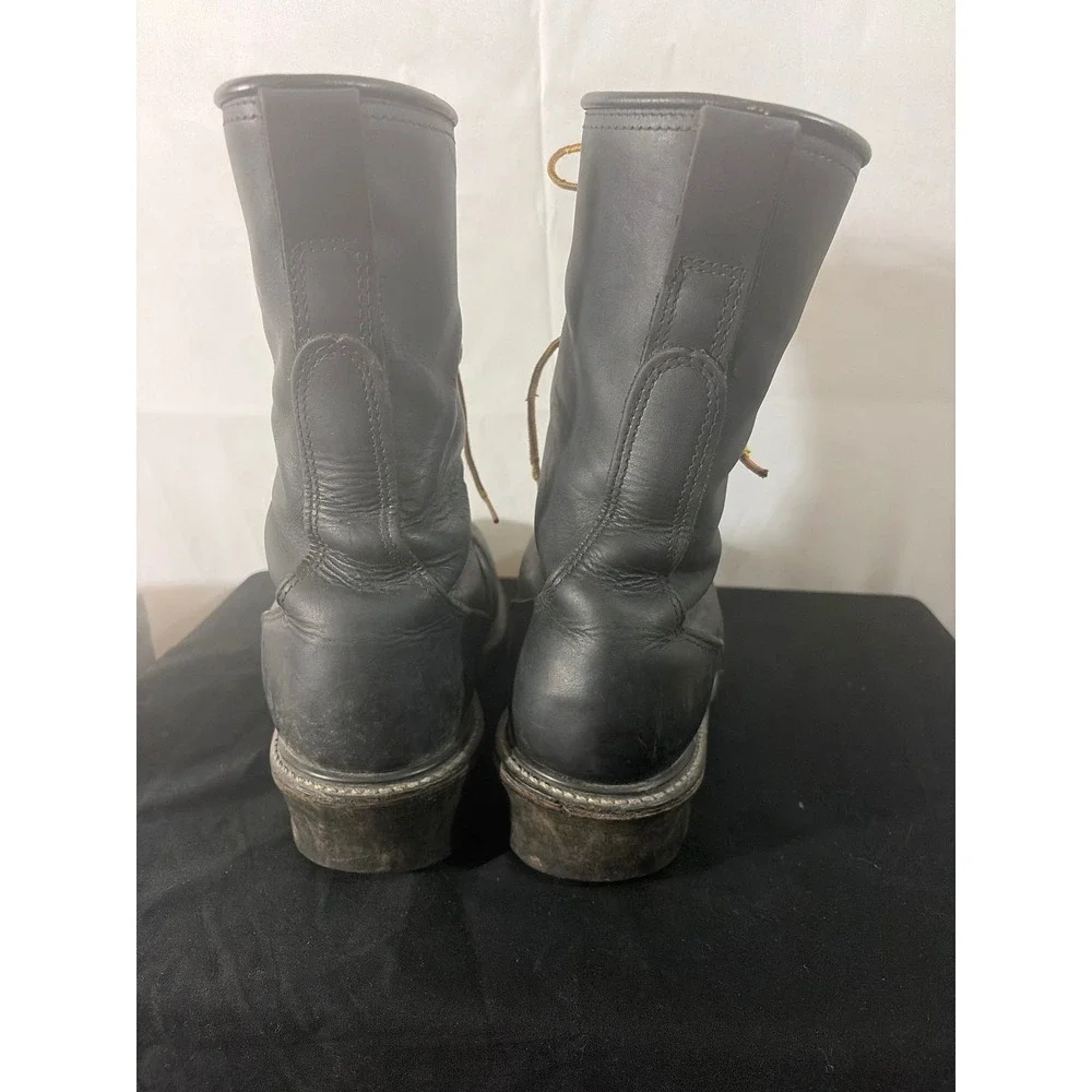 Carolina 1905 Linesman Boots Mens 10 Black Leather Vibram Sole USA Made EH Rated